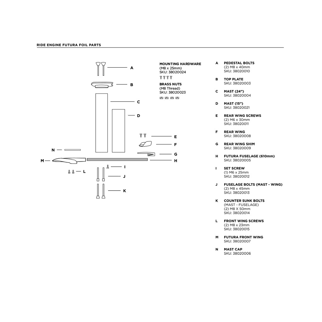Ride Engine Futura M8 X 23mm Titanium Bolt